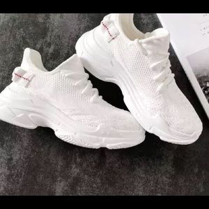 White Mesh Women  Lace up Sneakers, Size 7.5New